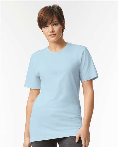 American Apparel 2001 Powder Blue — on model front