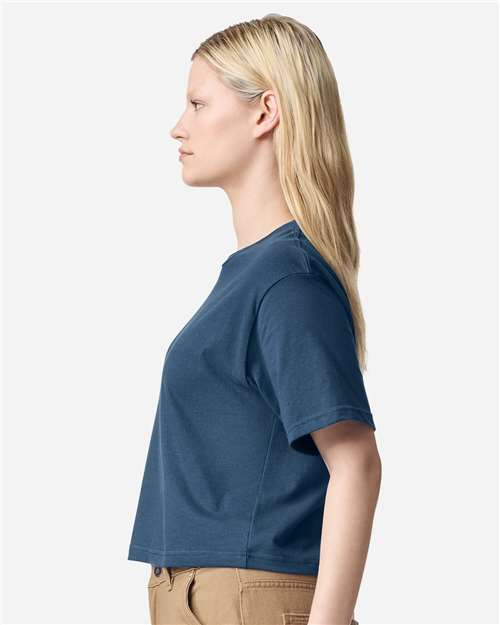 American Apparel 102 Sea Blue — on model side
