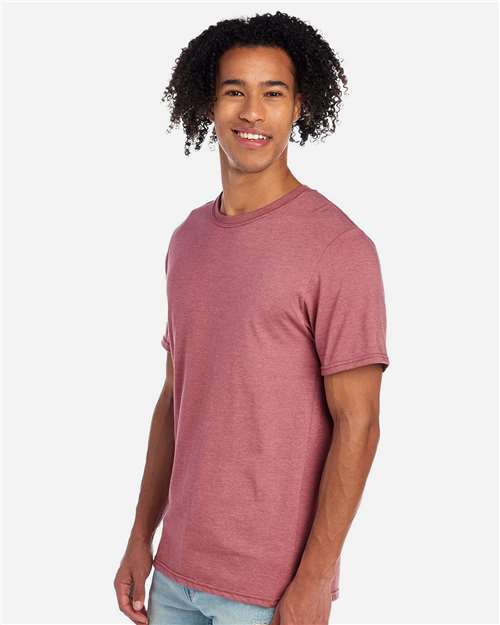 JERZEES 560MR Heather Mauve — on model side
