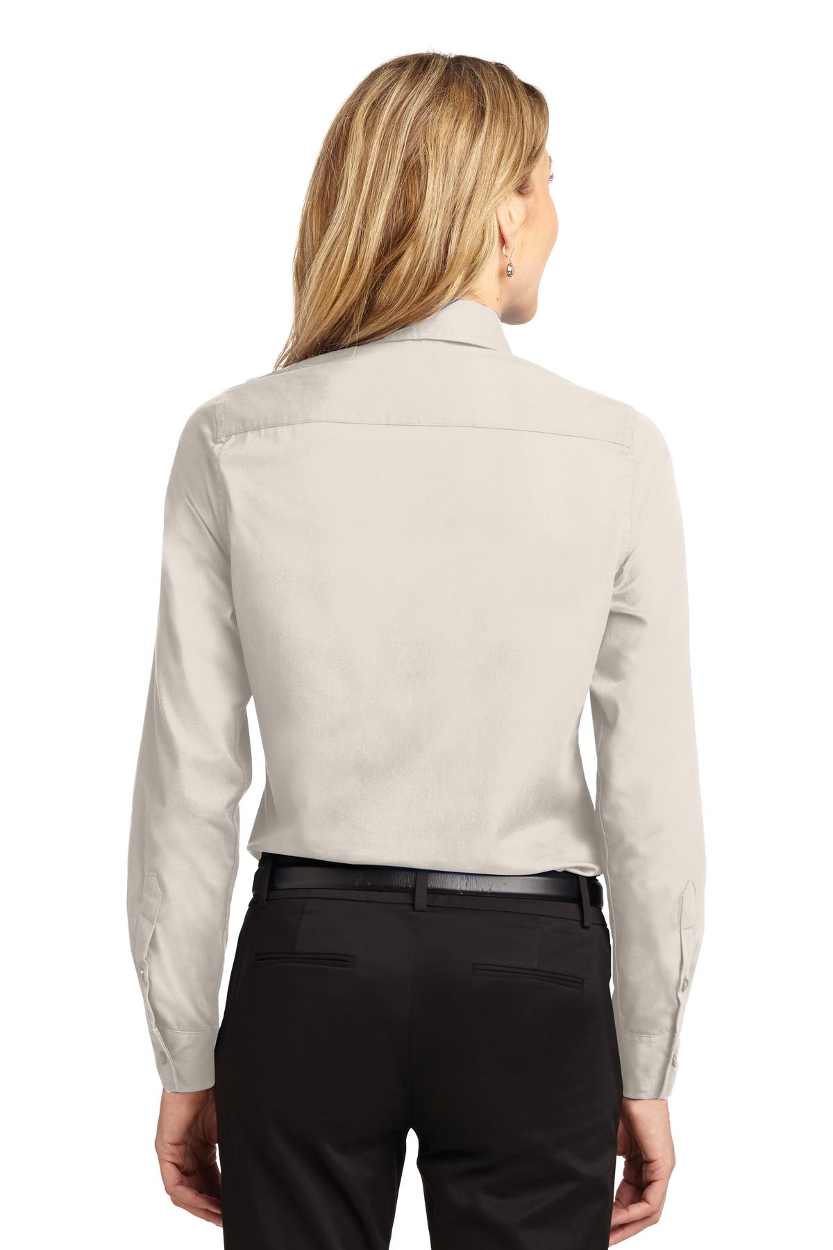Women's Long Sleeve Easy Care Shirt - Light Stone / Cl Navy