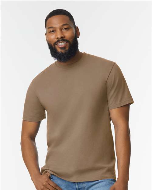 Gildan 65000 Brown Savana — on model front
