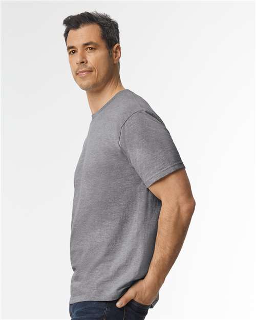 Gildan 65000 Graphite Heather — on model side