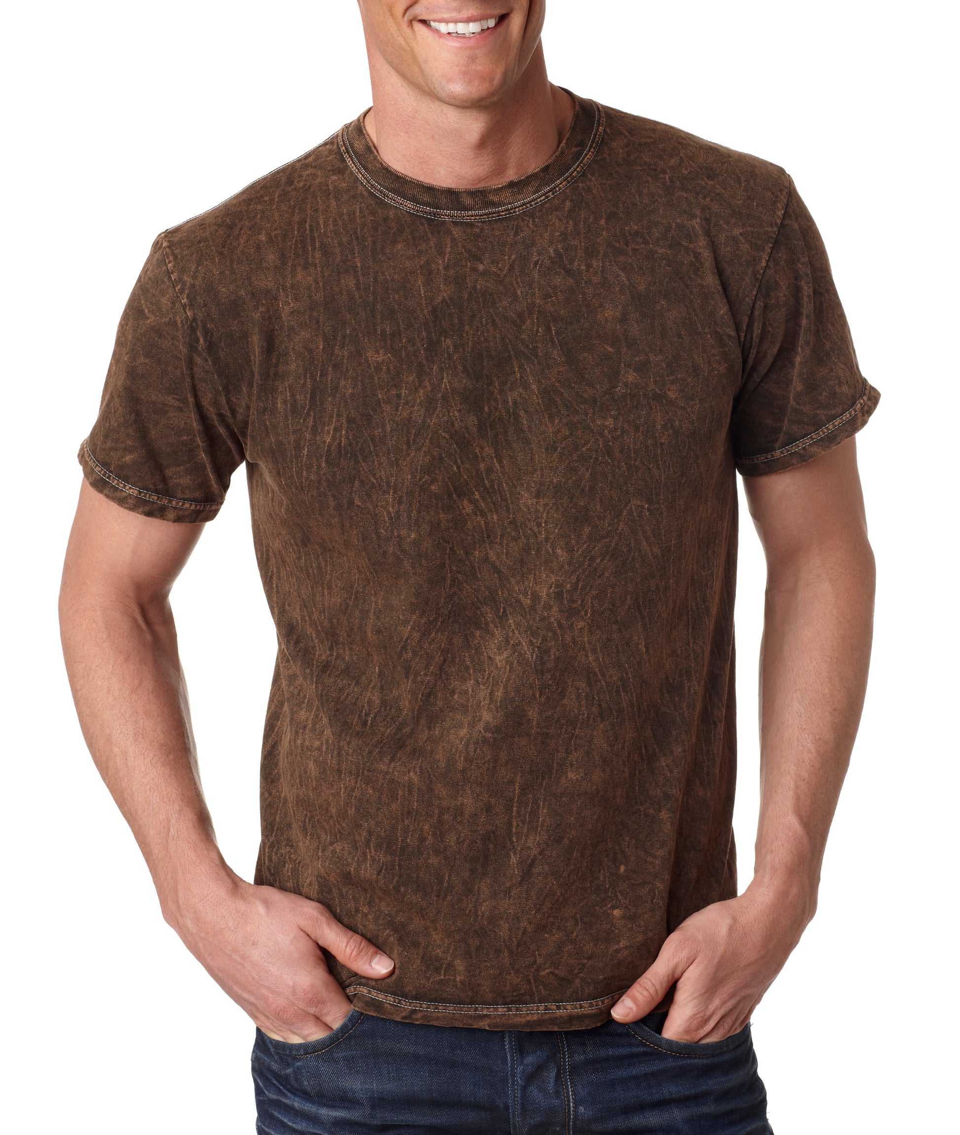 Unisex 100% Cotton Vintage Wash T-Shirt - Mineral Brown