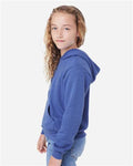 BELLA + CANVAS 3719Y Heather True Royal — on model side