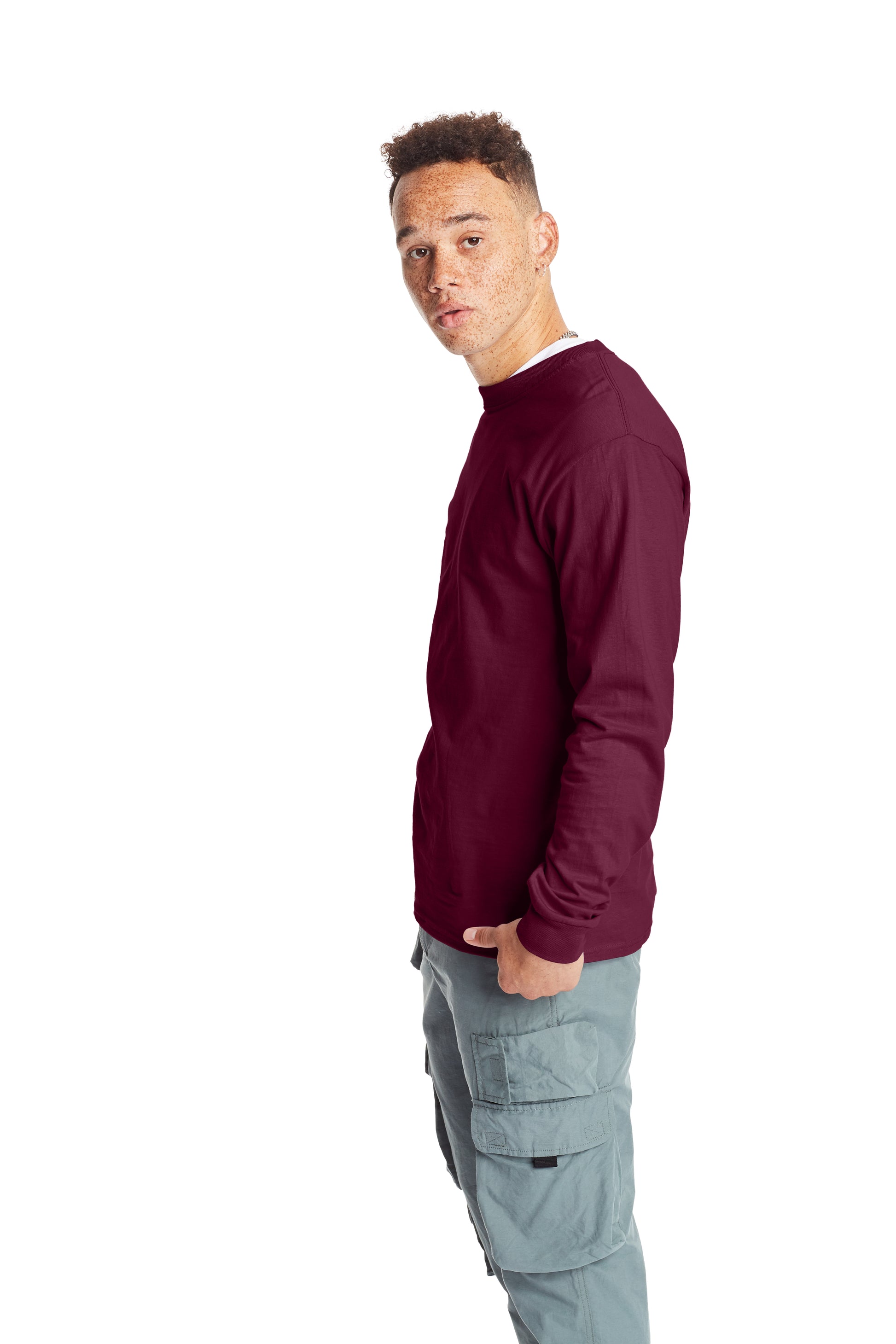Beefy-T® Long Sleeve Tee - Maroon