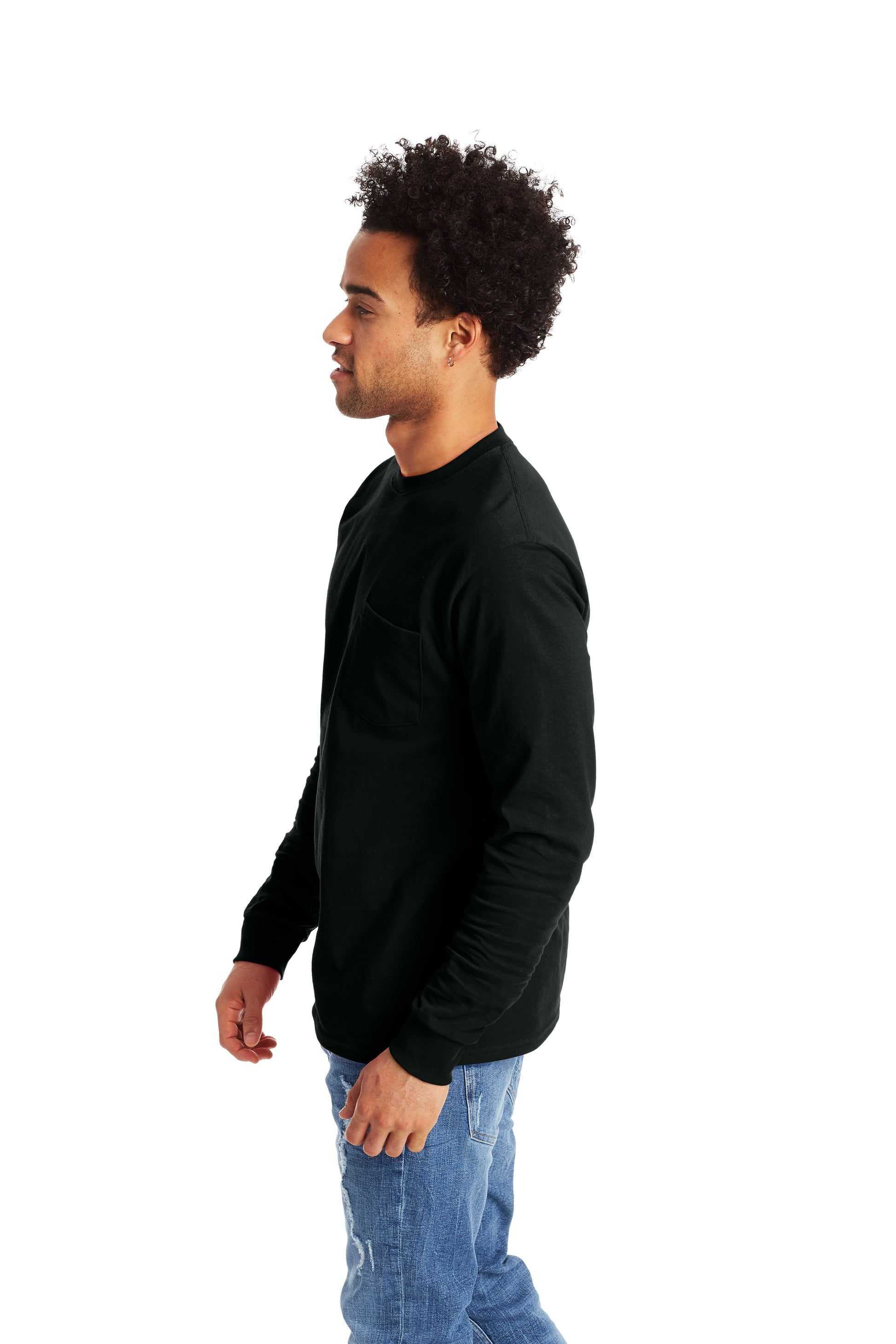 Authentic Long Sleeve Pocket Tee - Black