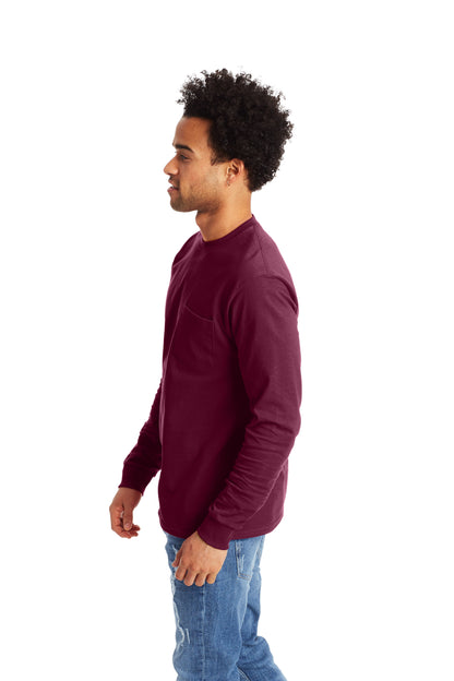 Authentic Long Sleeve Pocket Tee - Maroon