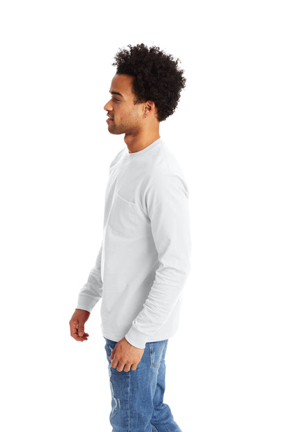 Authentic Long Sleeve Pocket Tee - White
