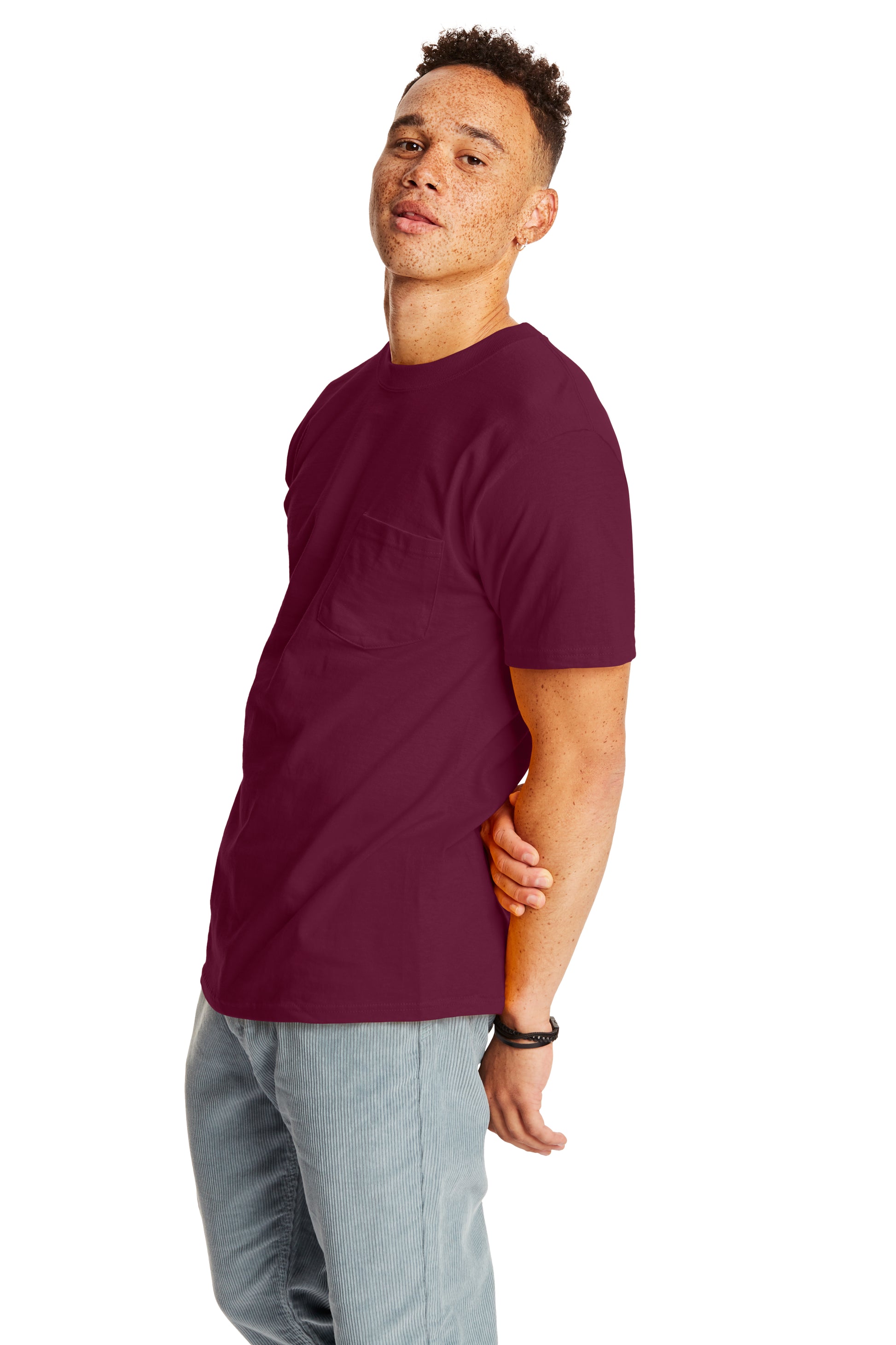 Beefy-T® Short Sleeve Pocket Tee - Maroon
