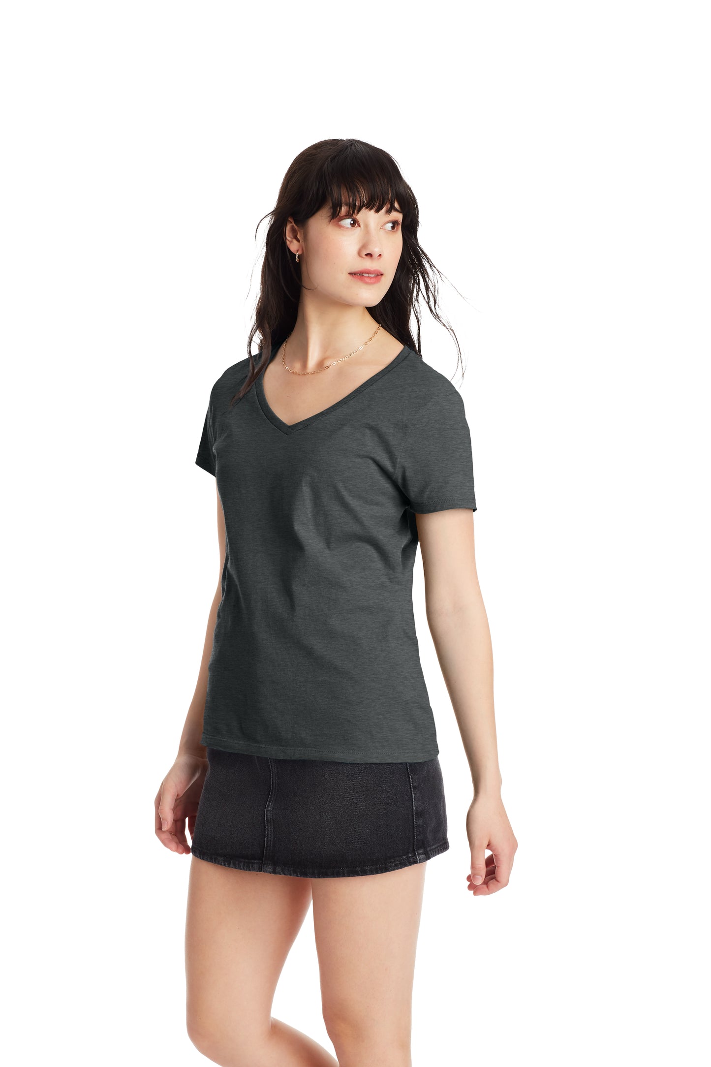Women's Perfect-T Short Sleeve V-neck - Charcoal Heather