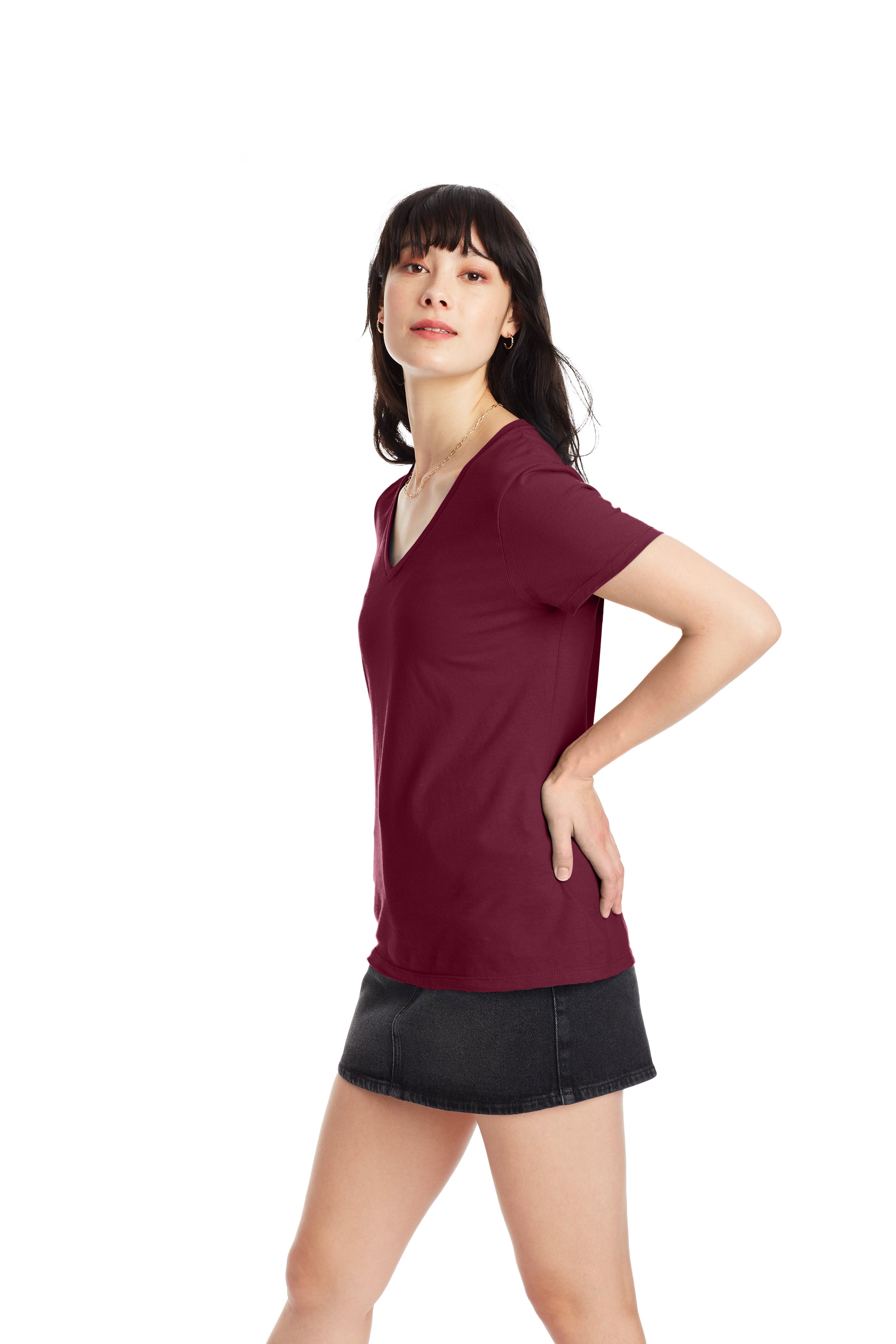 Women's Perfect-T Short Sleeve V-neck - Maroon