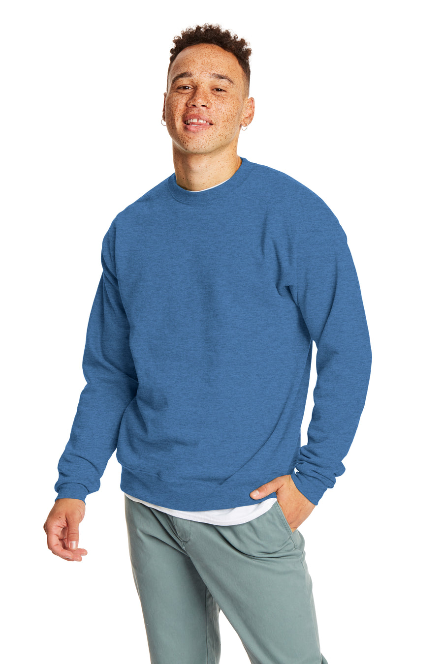 Unisex Ecosmart® 50/50 Crewneck Sweatshirt - Heather Blue