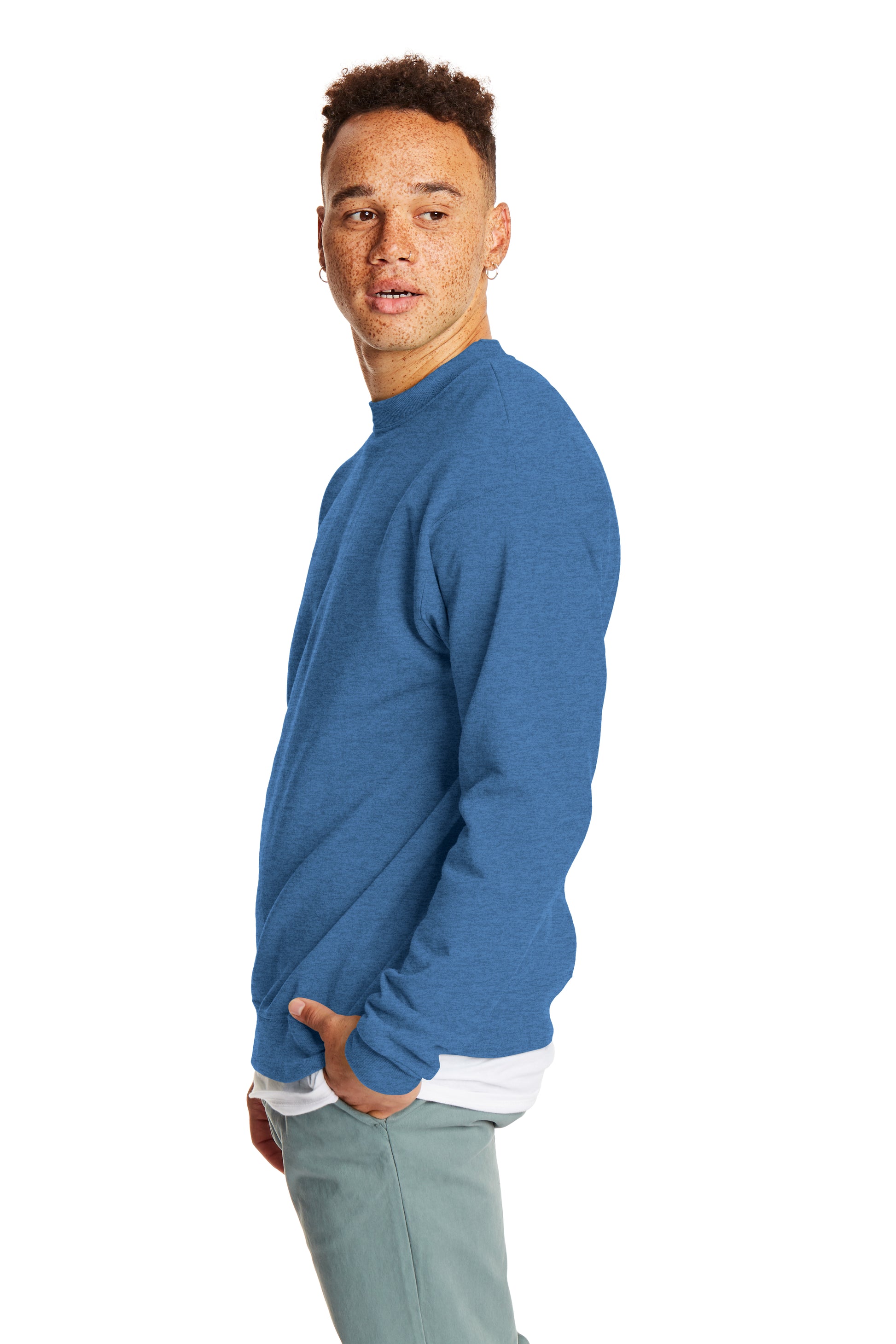 Unisex Ecosmart® 50/50 Crewneck Sweatshirt - Heather Blue