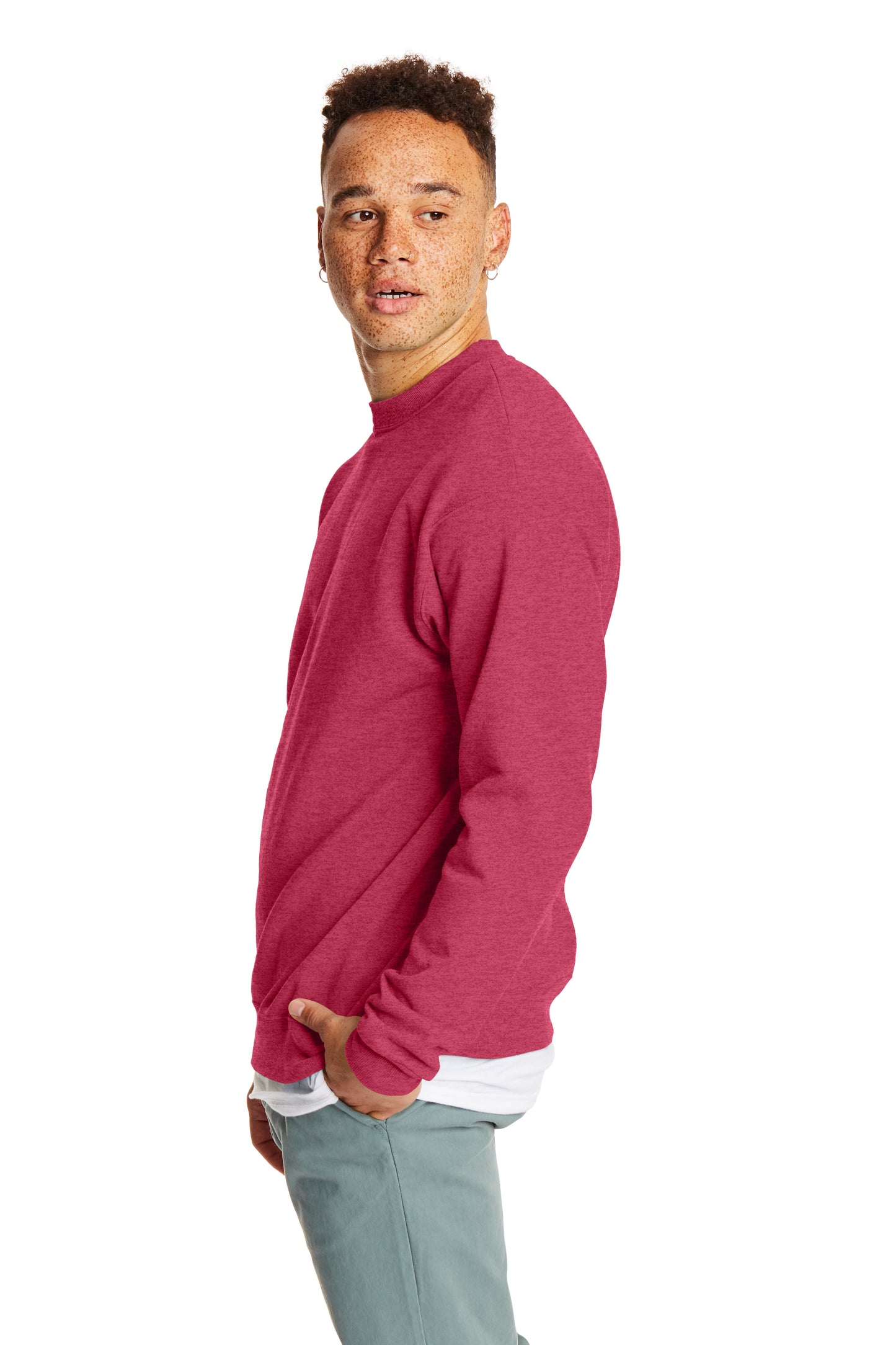 Unisex Ecosmart® 50/50 Crewneck Sweatshirt - Heather Red