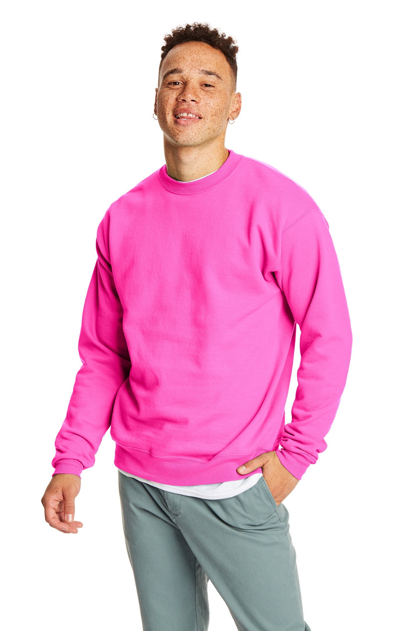 Unisex Ecosmart® 50/50 Crewneck Sweatshirt - Safety Pink