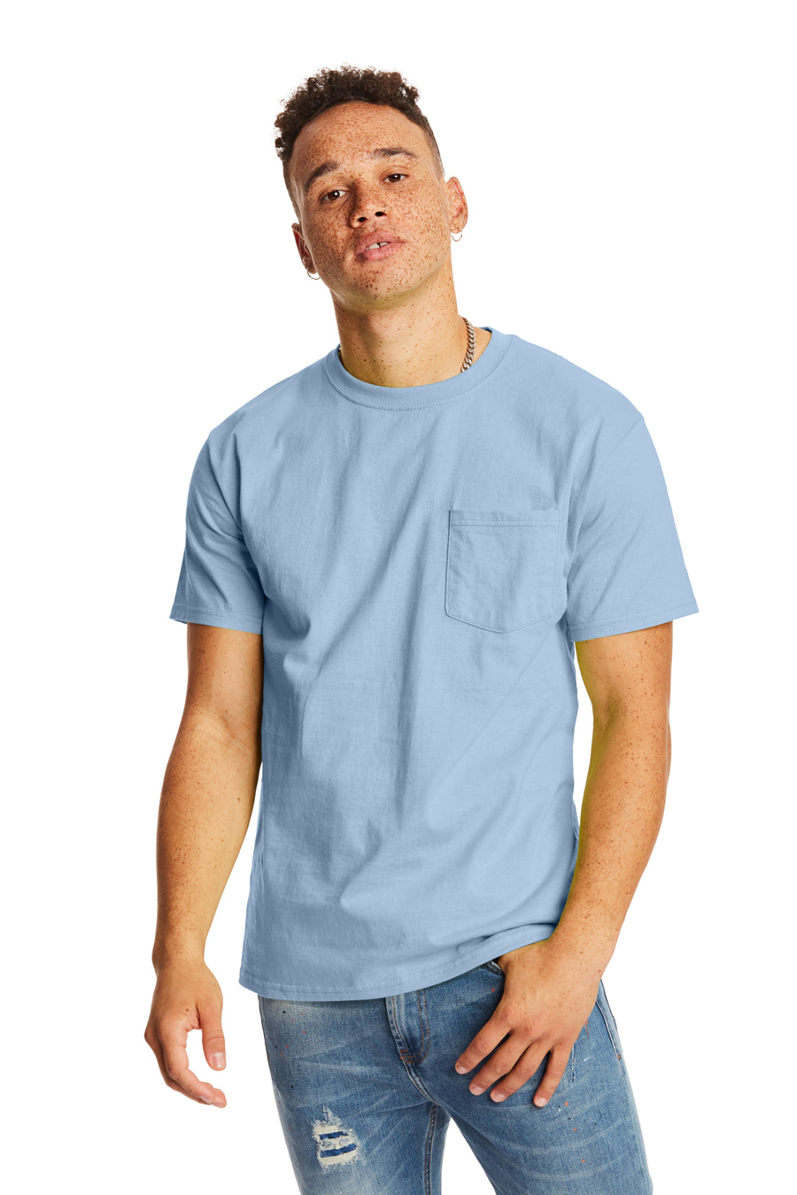 Authentic Short Sleeve Pocket Tee - Light Blue
