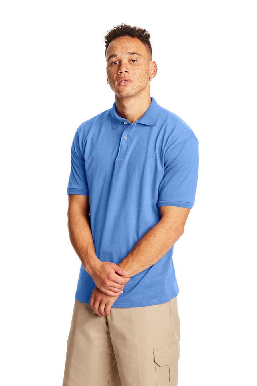 50/50 EcoSmart® Jersey Knit Polo - Carolina Blue