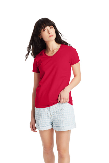 Women's Essential-T Short Sleeve V-neck - Deep Red