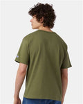 Champion T105 Fresh Olive — on model back