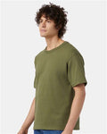 Champion T105 Fresh Olive — on model side