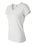 Women's Baby Rib Short Sleeve V-Neck Tee - White