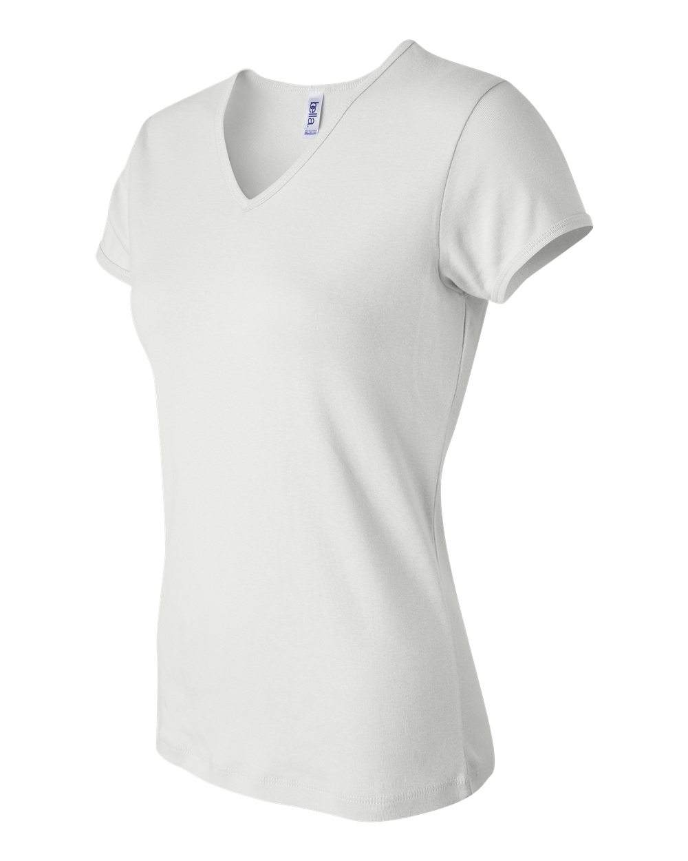 Women's Baby Rib Short Sleeve V-Neck Tee - White