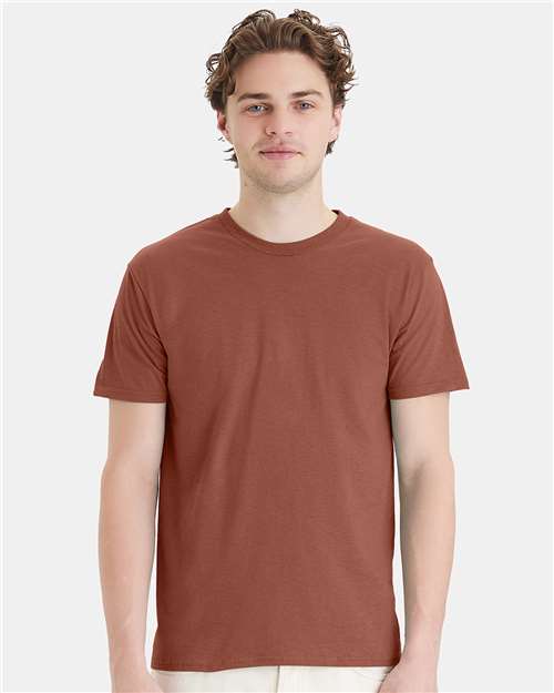 Hanes 4980 Canyon Rock Brown — on model front