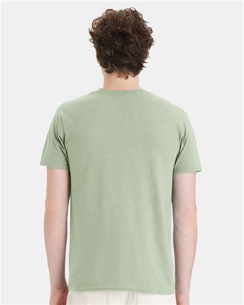 Hanes 4980 Equilibrium Green — on model back
