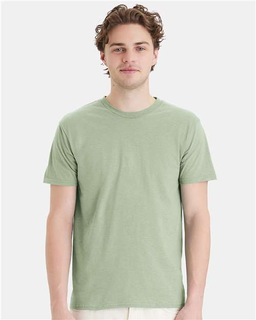 Hanes 4980 Equilibrium Green — on model front
