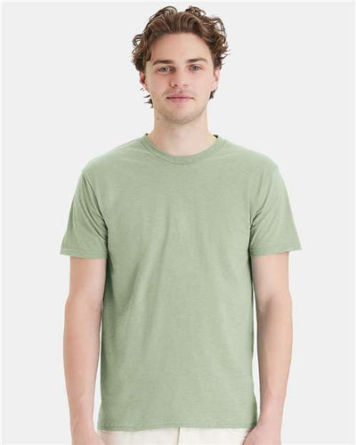 Hanes 4980 Equilibrium Green — on model front