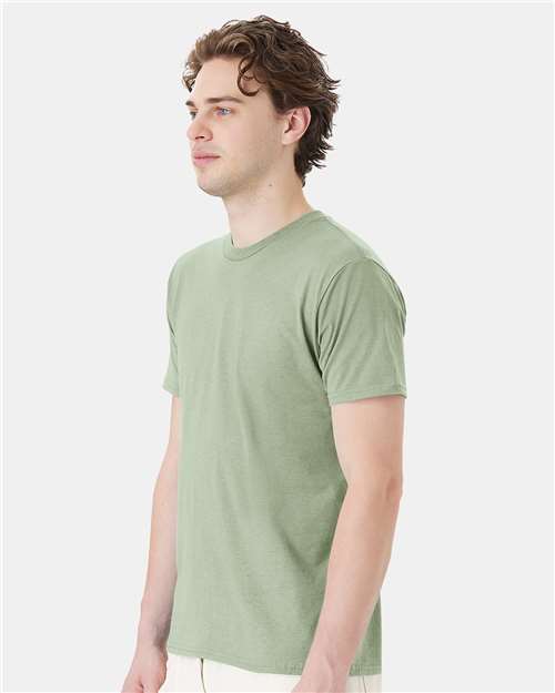 Hanes 4980 Equilibrium Green — on model side