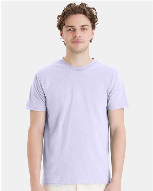 Hanes 4980 Urban Lilac — on model front
