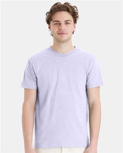Hanes 4980 Urban Lilac — on model front