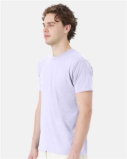 Hanes 4980 Urban Lilac — on model side
