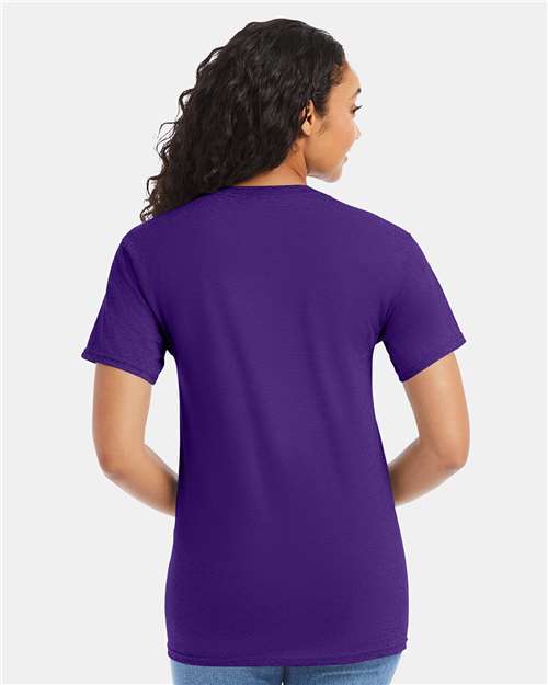 Hanes 5280 Athletic Purple — on model back