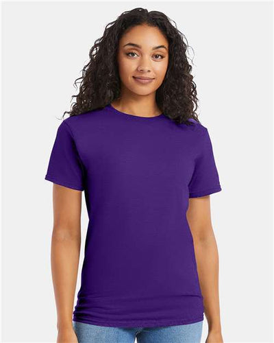 Hanes 5280 Athletic Purple — on model front