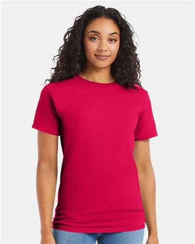 Hanes 5280 Athletic Crimson — on model front