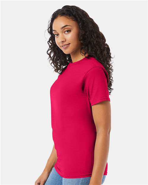 Hanes 5280 Athletic Crimson — on model side