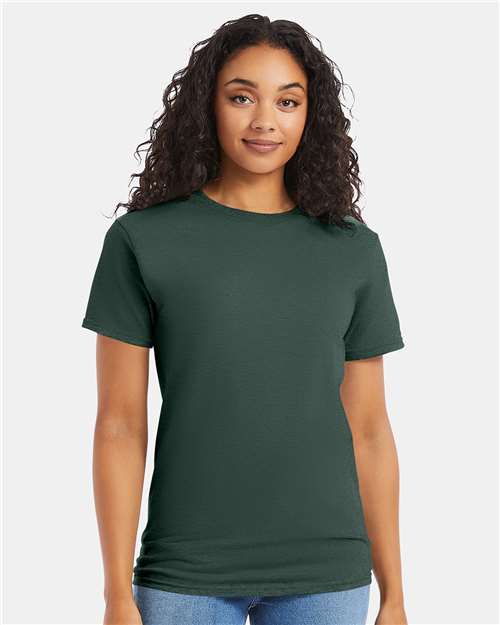Hanes 5280 Athletic Dark Green — on model front