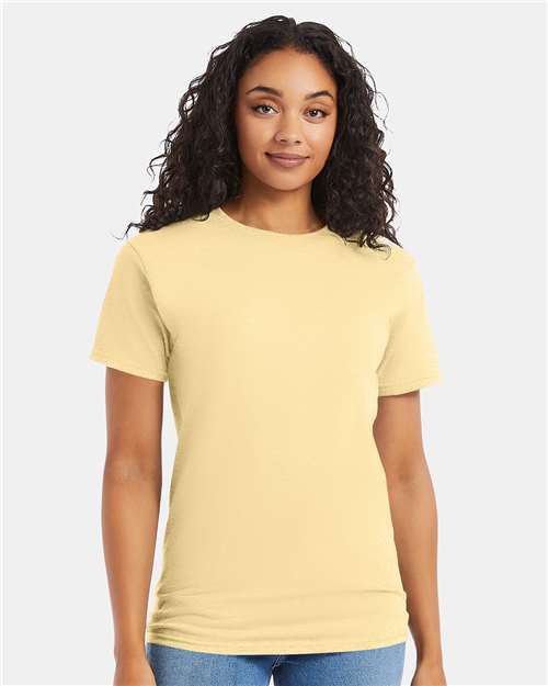 Hanes 5280 Athletic Gold — on model front