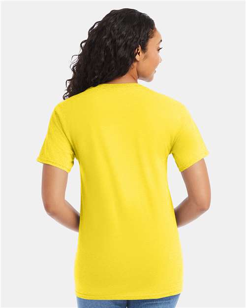 Hanes 5280 Athletic Yellow — on model back