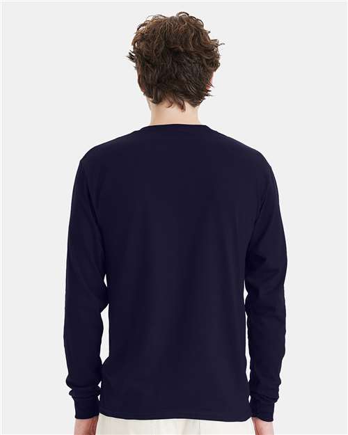 Hanes 5286 Athletic Navy — on model back