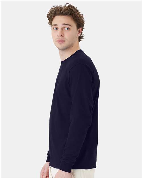 Hanes 5286 Athletic Navy — on model side