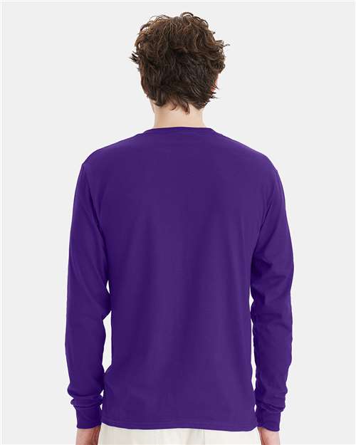 Hanes 5286 Athletic Purple — on model back
