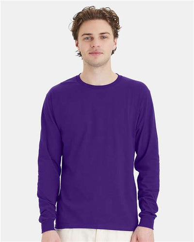 Hanes 5286 Athletic Purple — on model front