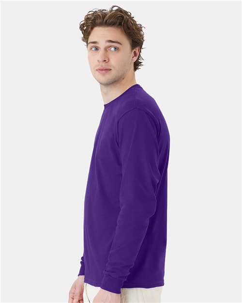 Hanes 5286 Athletic Purple — on model side
