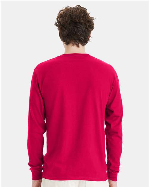 Hanes 5286 Athletic Crimson — on model back