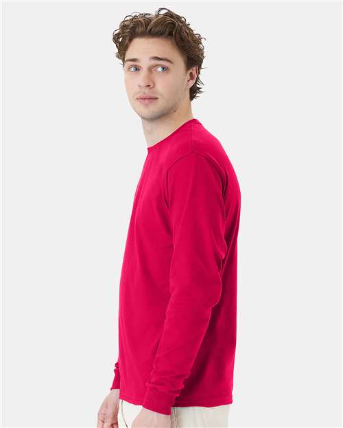 Hanes 5286 Athletic Crimson — on model side