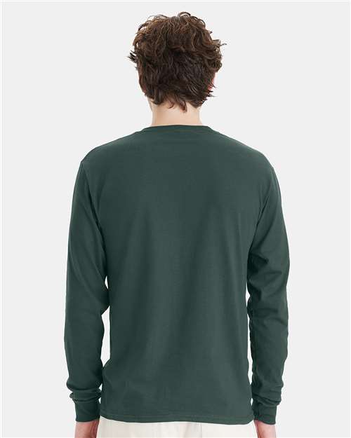 Hanes 5286 Athletic Dark Green — on model back