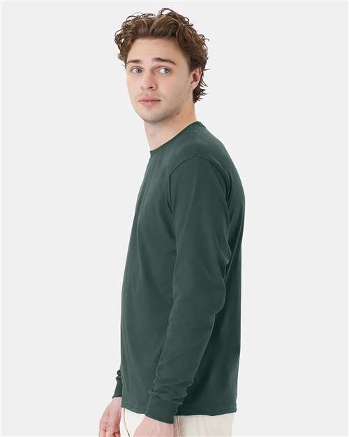 Hanes 5286 Athletic Dark Green — on model side